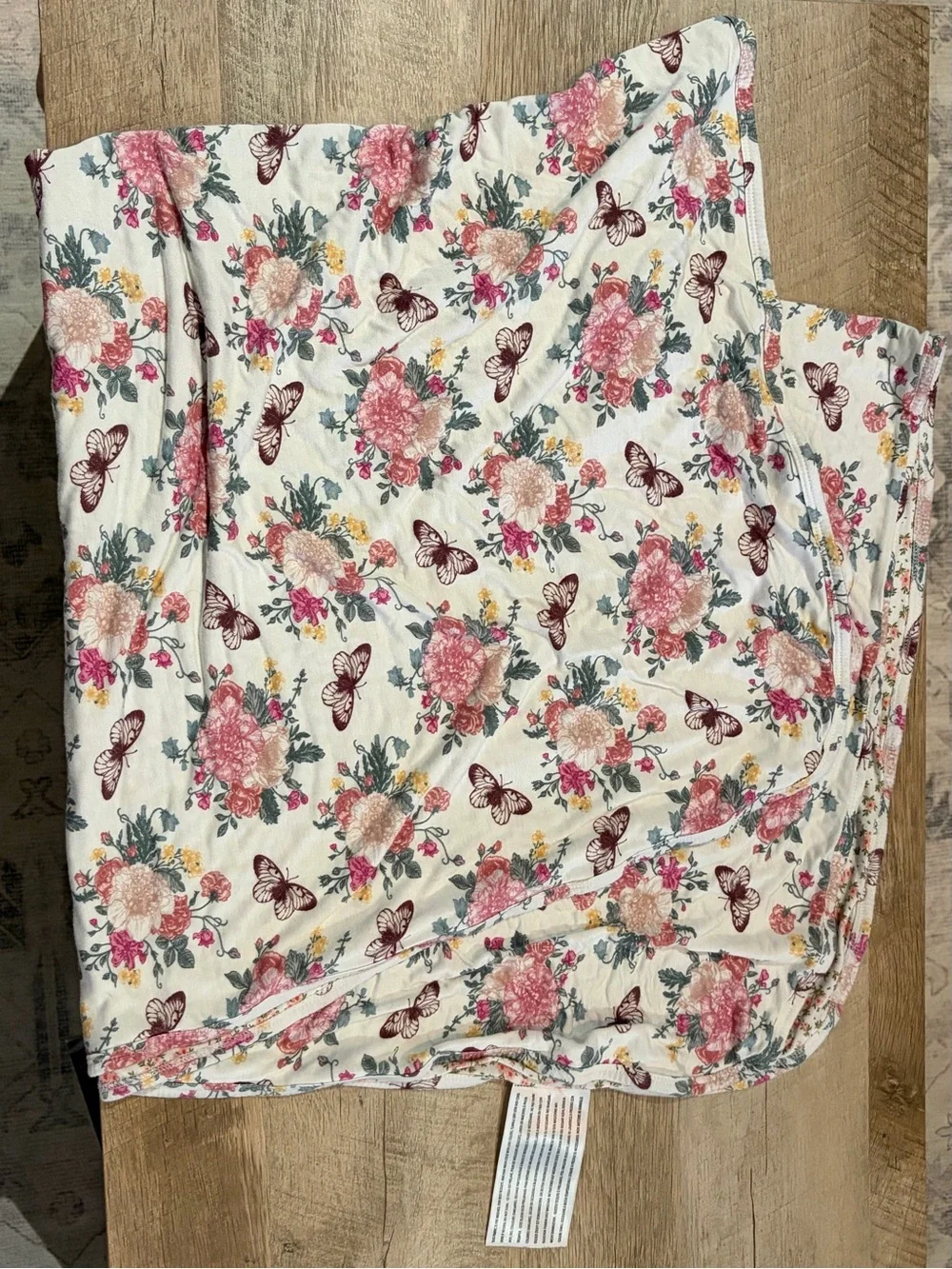 Posh Peanut Floral Cotton Throw in Cream, Pink, Yellow and Green